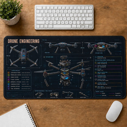 Drone Engineering Futuristic Technical Guide Desk Mat | 5To9Vibe