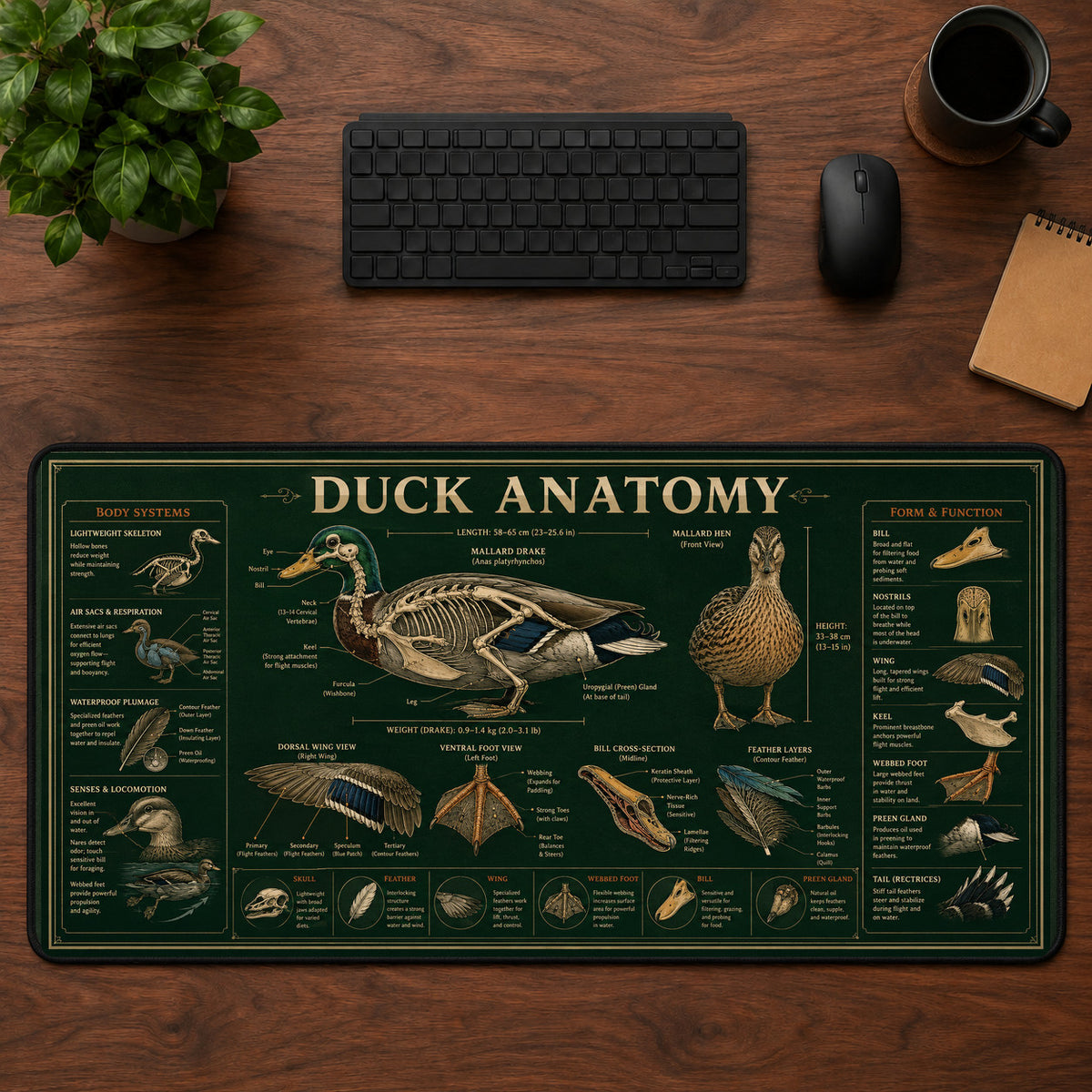 Duck Anatomy Desk Mat Mouse Pad | 5To9Vibe