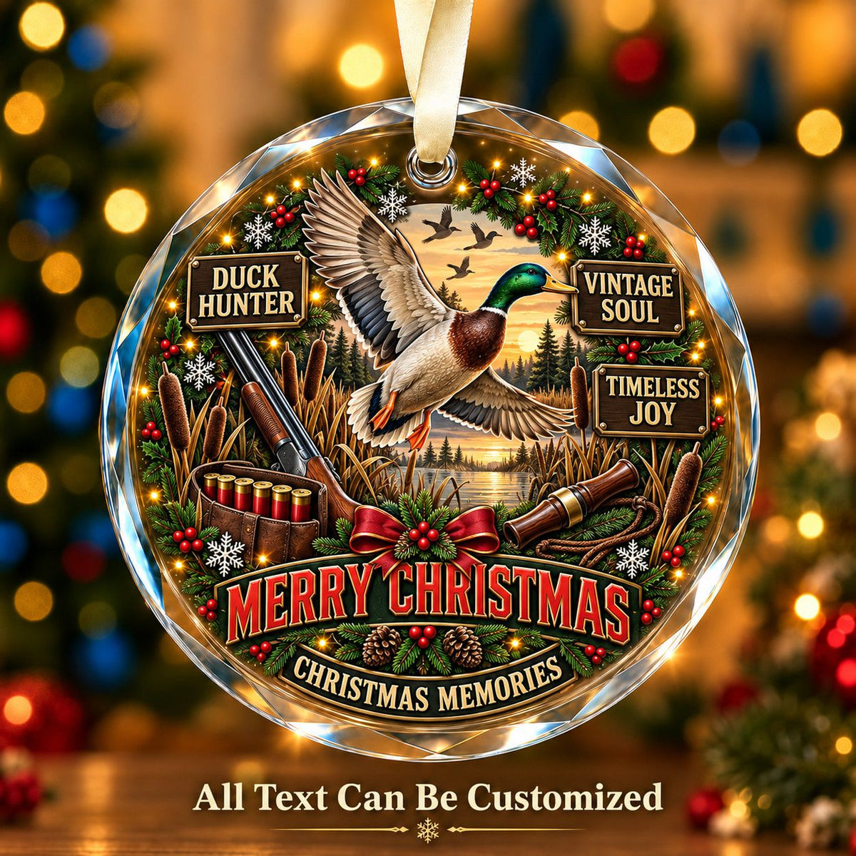 Duck Hunter Personalized Glass Ornament | 5To9Vibe