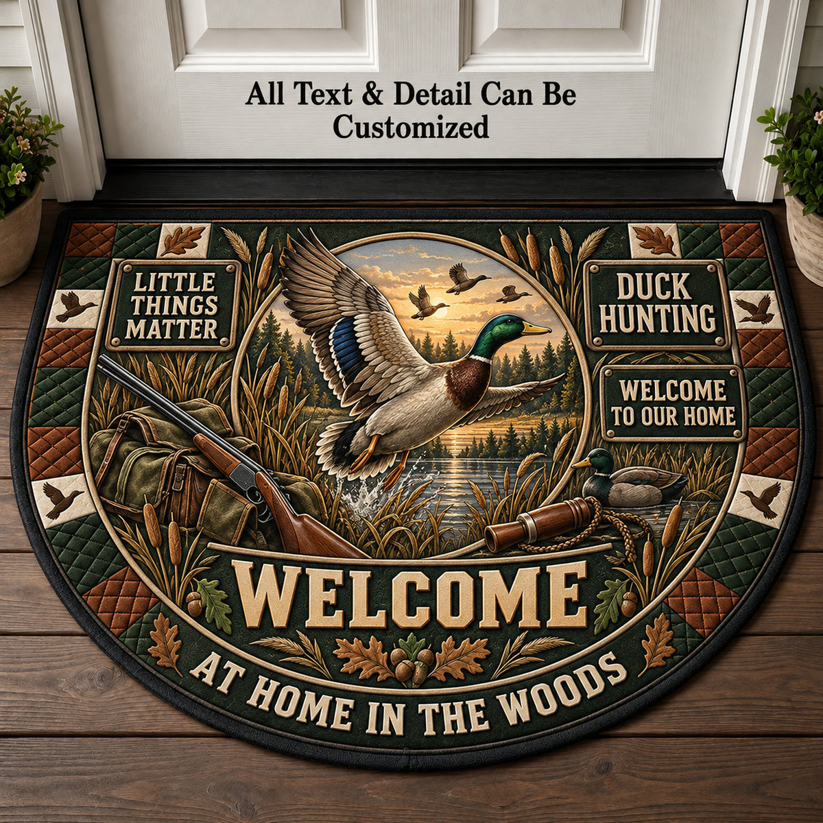 Duck Hunting Personalized Half Round Mat | 5To9Vibe