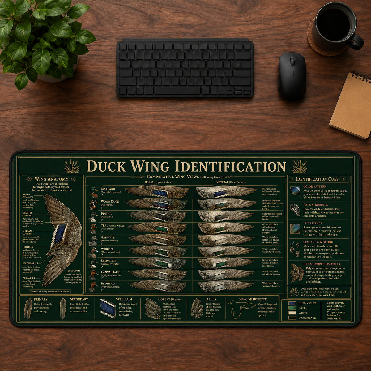 Duck Wing Identification Desk Mat Mouse Pad | 5To9Vibe
