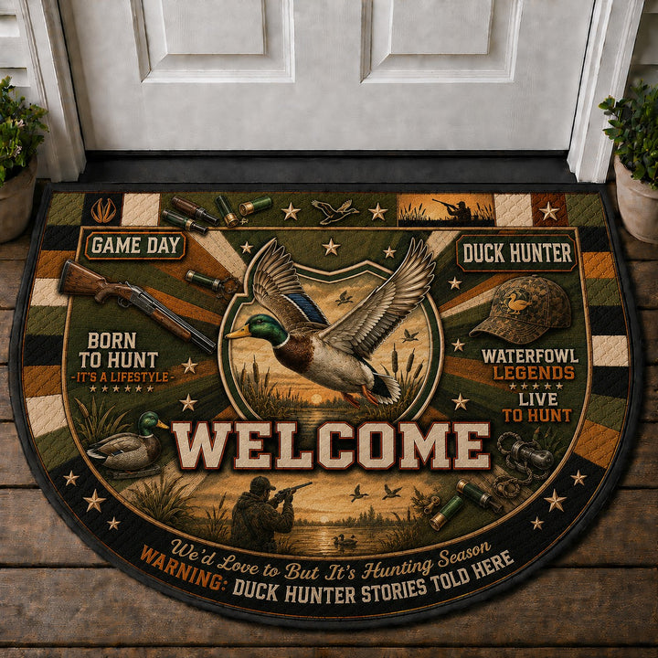 Duck Hunter Outdoor Adventures Quilted Print Premium Welcome Mat – Personalized Doormat