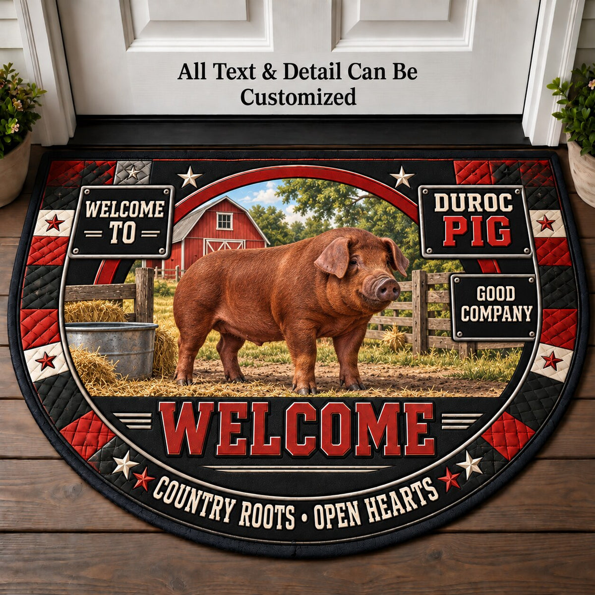 Duroc Pig Personalized Half Round Mat | 5To9Vibe