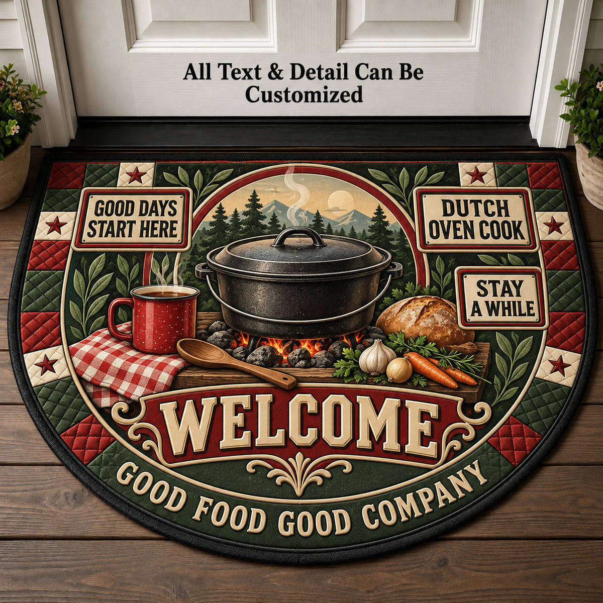 Dutch Oven Cook Personalized Half Round Mat | 5To9Vibe