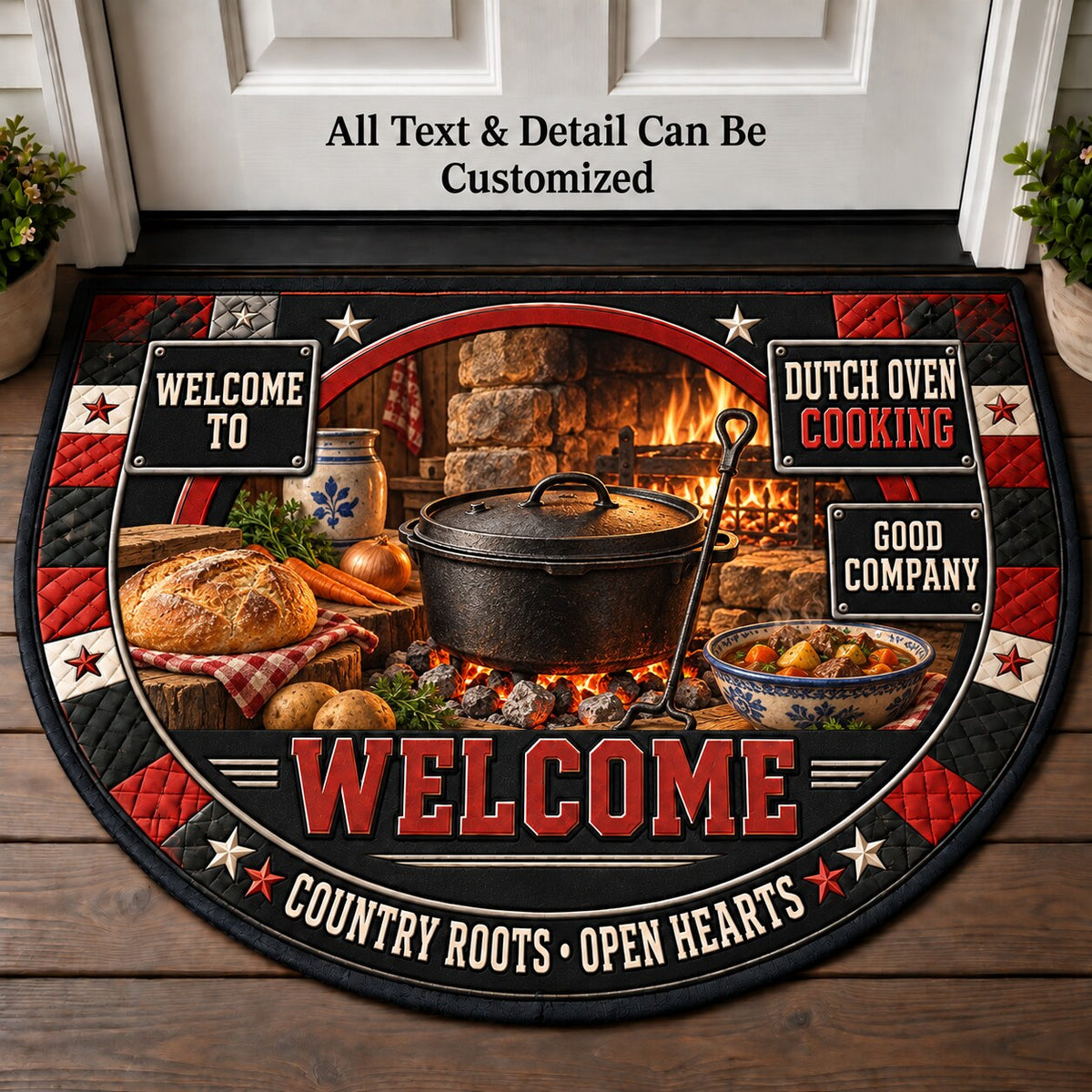 Dutch Oven Cooking Personalized Half Round Mat | 5To9Vibe