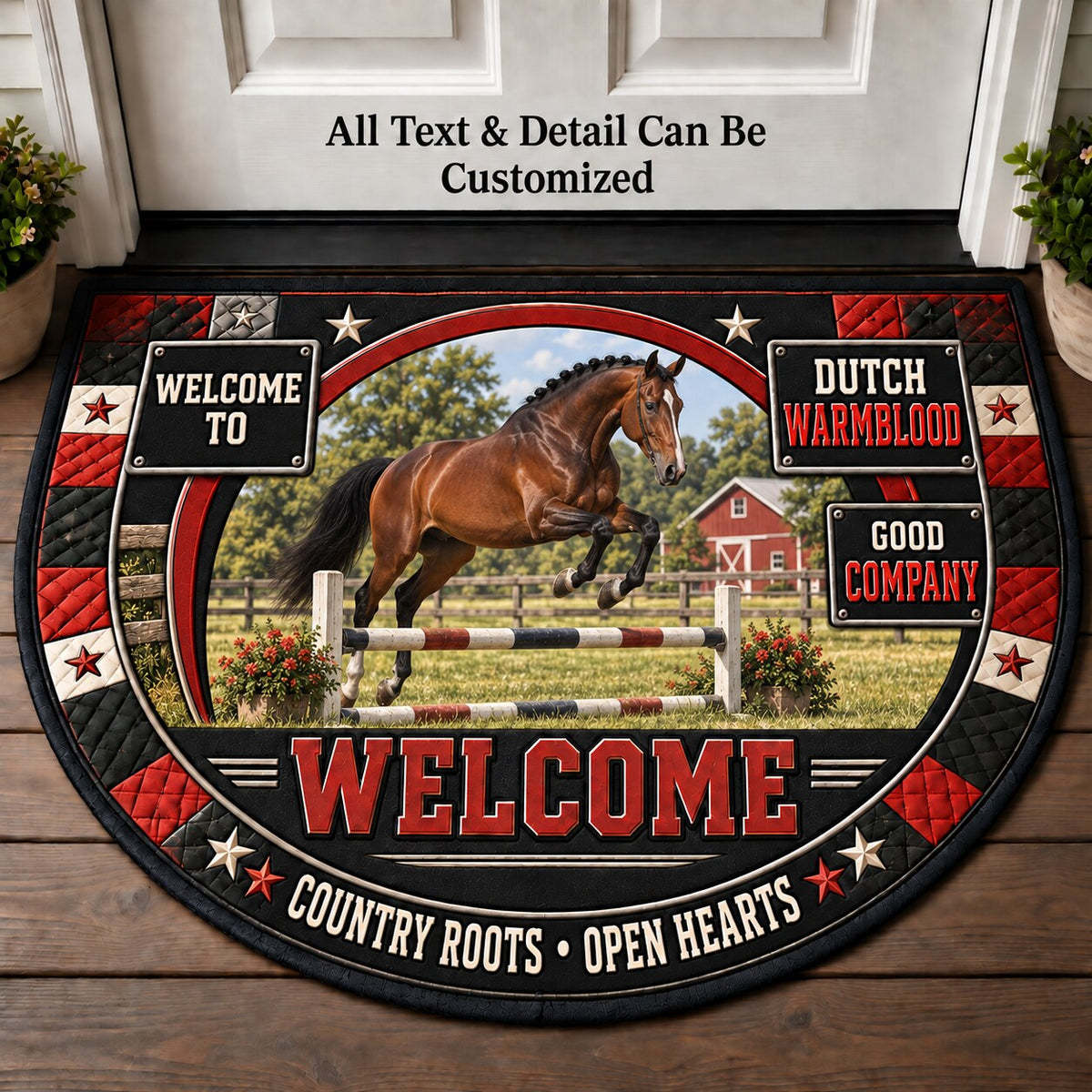 Dutch Warmblood Personalized Half Round Mat | 5To9Vibe