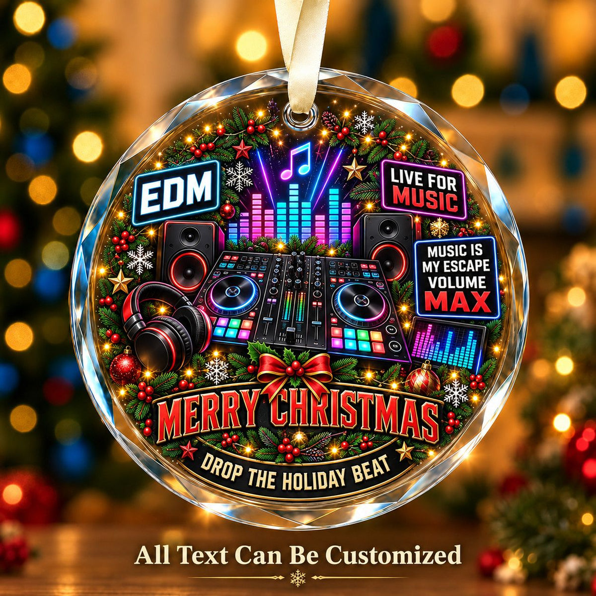 EDM Personalized Glass Ornament | 5To9Vibe