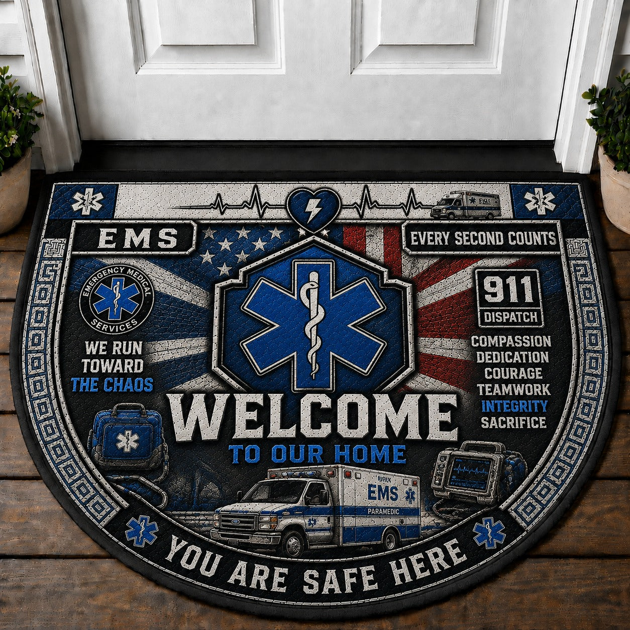 US Military Pride Quilted Print Premium Welcome Mat – Personalized Doormat