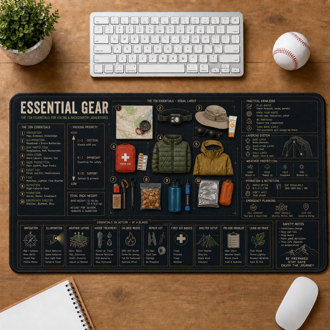 Outdoor Emergency Essentials Outdoor Skills Field Guide Desk Mat | 5To9Vibe