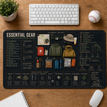 Outdoor Emergency Essentials Outdoor Skills Field Guide Desk Mat | 5To9Vibe