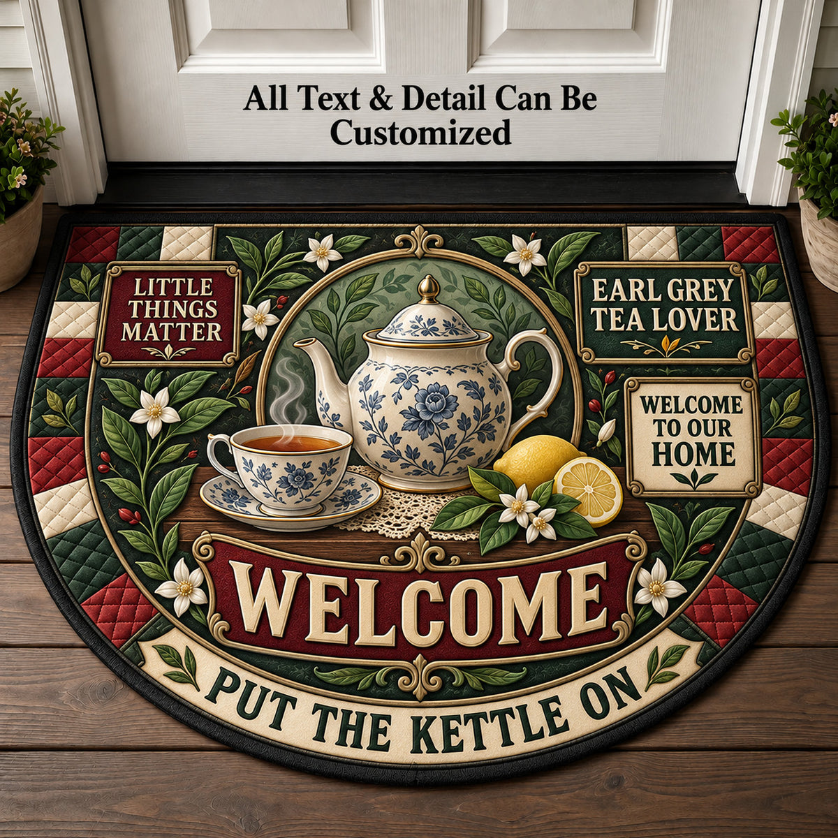 Earl Grey Tea Lover Personalized Half Round Mat | 5To9Vibe