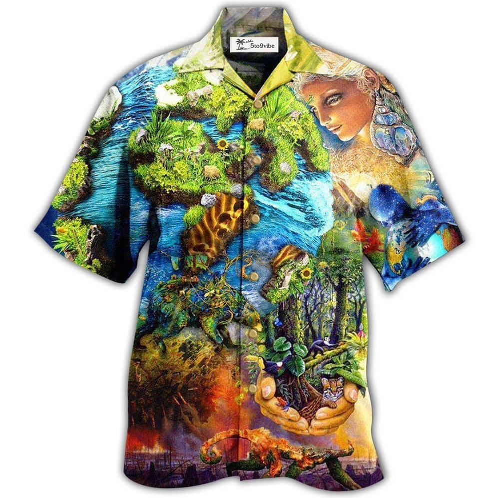 Hawaiian Shirt / Adults / S Earth With Environmental Protection - Hawaiian Shirt 