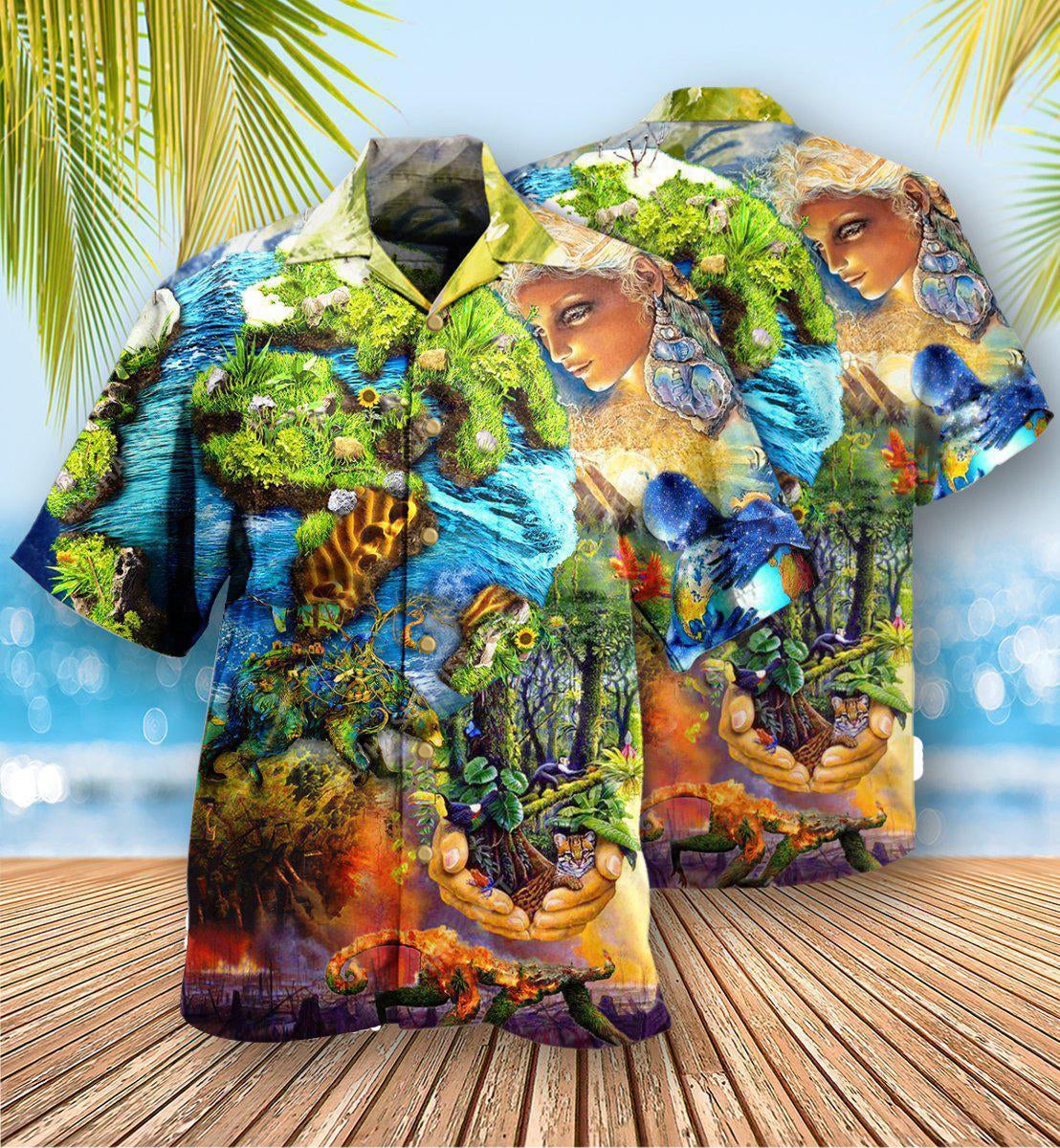 Earth With Environmental Protection - Hawaiian Shirt 