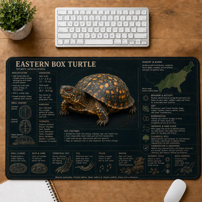 Eastern Box Turtle Turtle and Tortoise Species Guide Desk Mat | 5To9Vibe