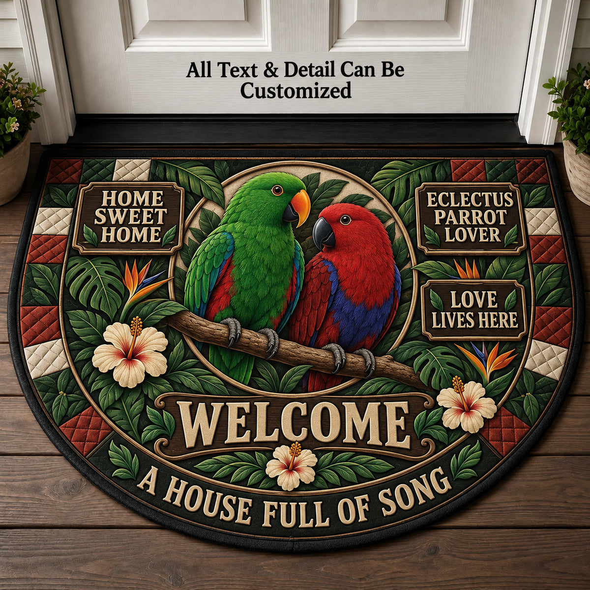 Eclectus Parrot Lover Personalized Half Round Mat | 5To9Vibe