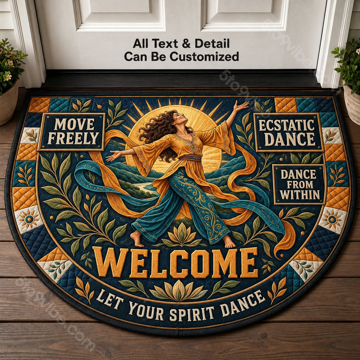 Ecstatic Dance Personalized Half Round Mat | 5To9Vibe