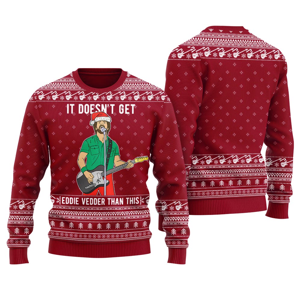 Eddie Vedder Ugly Christmas Sweater Cardinal Red