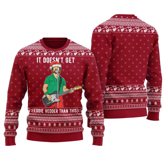 Eddie Vedder Ugly Christmas Sweater Cardinal Red