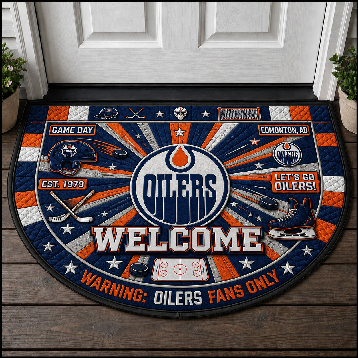 Hockey All Teams Custom Quilted Print Premium Welcome Mat – Personalized Baseball Doormat