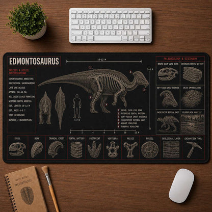 Edmontosaurus Dinosaur Blueprint Desk Mat | 5To9Vibe