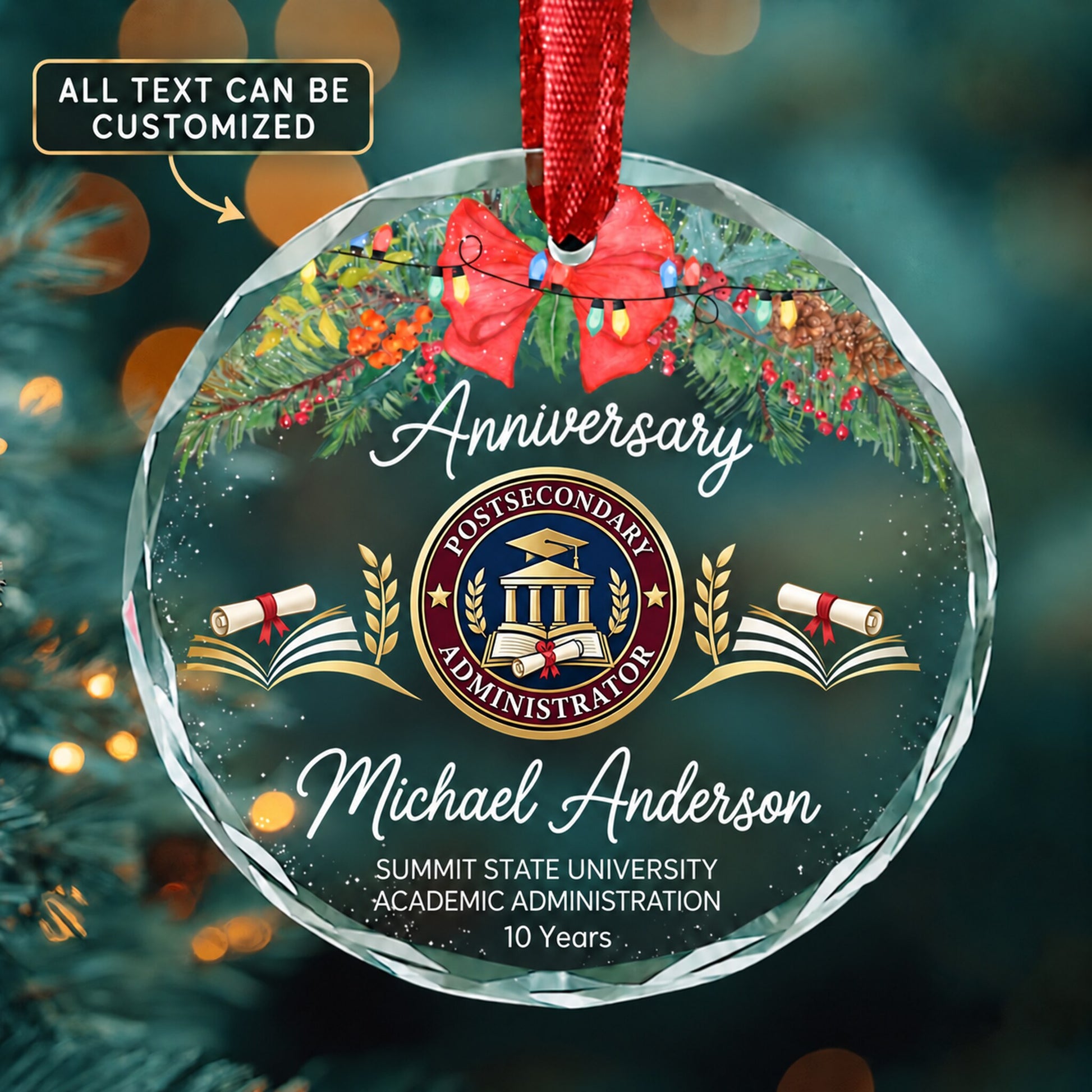 Education Administrators Postsecondary Personalized Glass Ornament | 5To9Vibe