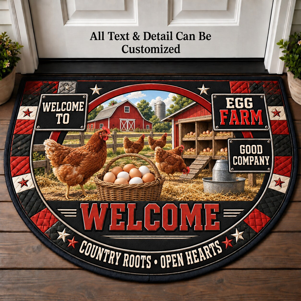 Egg Farm Personalized Half Round Mat | 5To9Vibe
