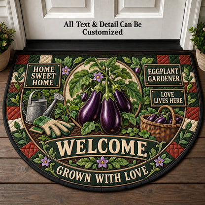 Eggplant Gardener Personalized Half Round Mat | 5To9Vibe