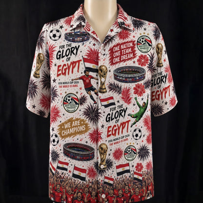 Camisa hawaiana unisex abotonada de fútbol Campeón de la Copa Mundial de todos los equipos para hombres y mujeres