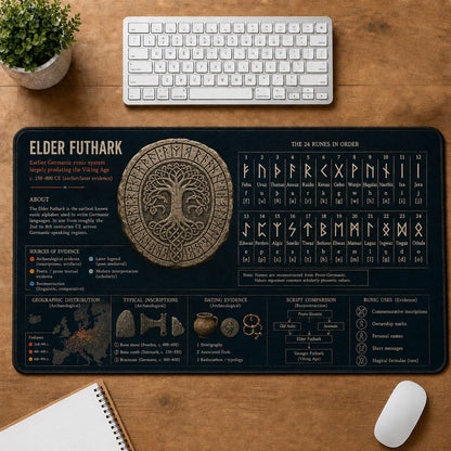 Elder Futhark Viking History and Culture Guide Desk Mat | 5To9Vibe