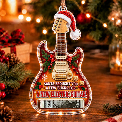 Electric Guitar Christmas money holder ornament