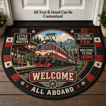 Electric Locomotive Fan Personalized Half Round Mat | 5To9Vibe