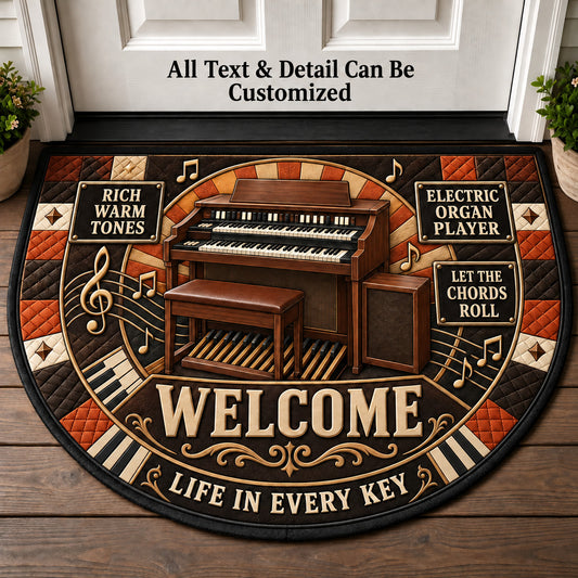 Electric Organ Player Personalized Half Round Mat | 5To9Vibe