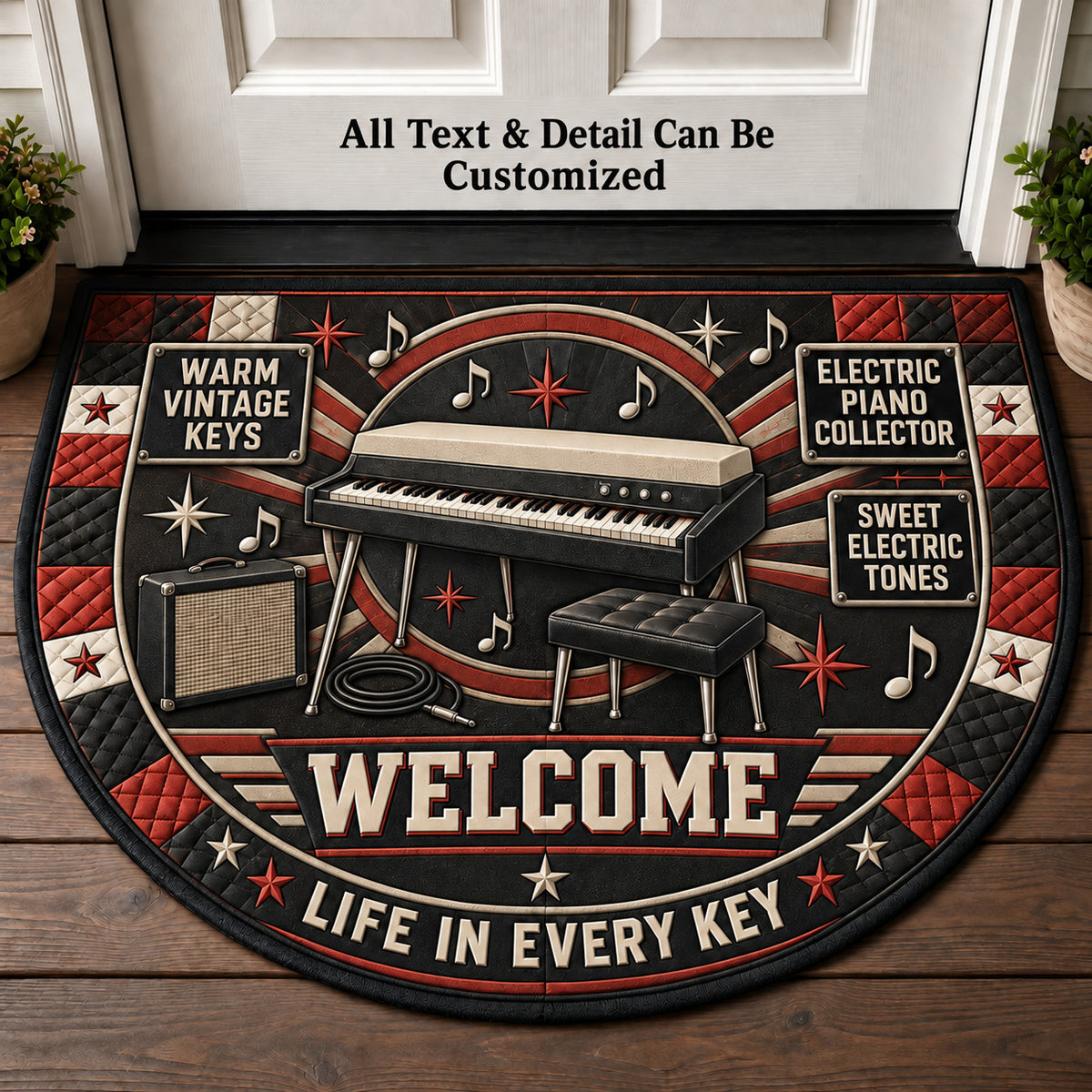 Electric Piano Collector Personalized Half Round Mat | 5To9Vibe