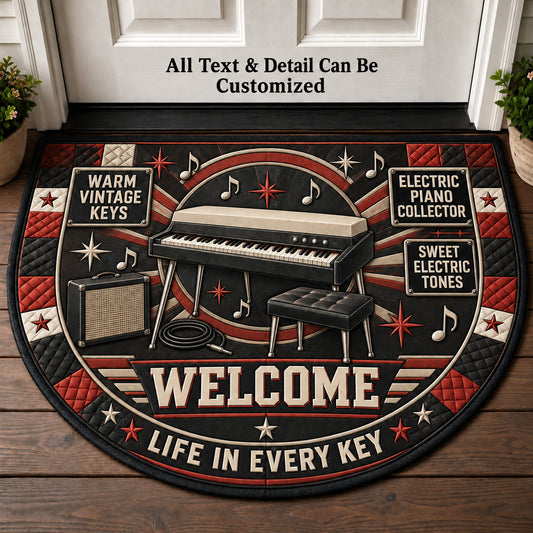 Electric Piano Collector Personalized Half Round Mat | 5To9Vibe