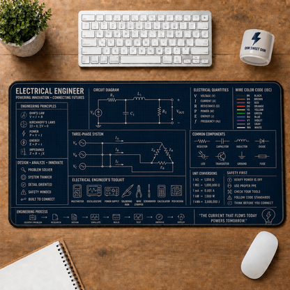 Aerospace Engineer Blueprint Large Desk Mat - Spacecraft Design & Vehicle Specs Plus Size Mouse Pad - 5to9vibe
