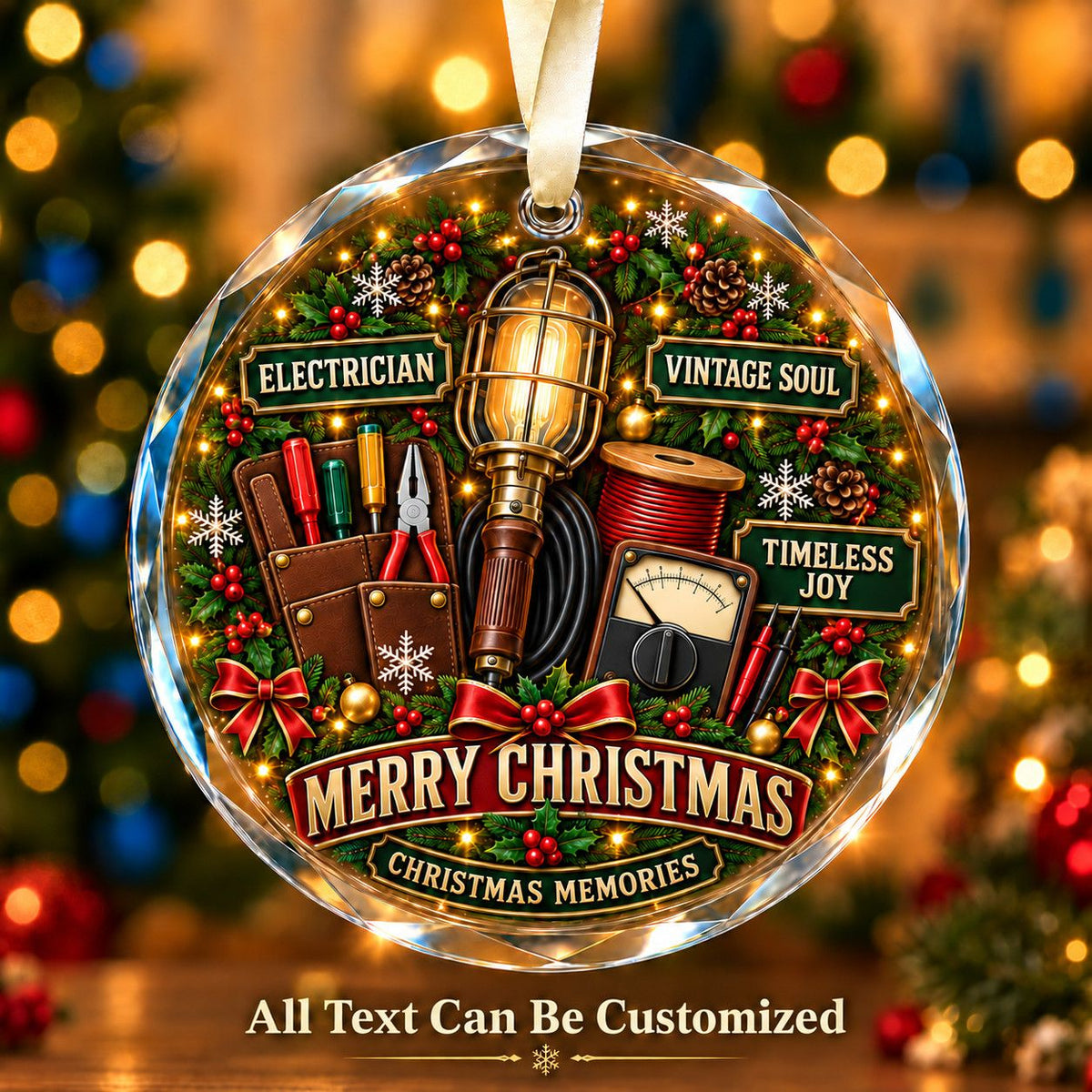 Electrician Personalized Glass Ornament | 5To9Vibe