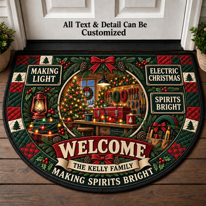 Electrician Christmas Personalized Half Round Mat | 5To9Vibe