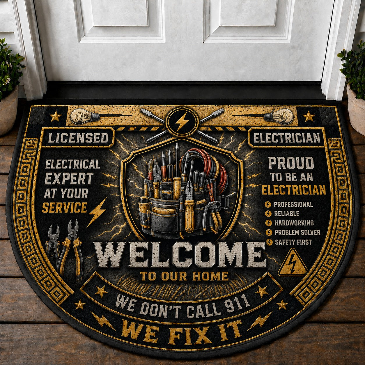 US Military Pride Quilted Print Premium Welcome Mat – Personalized Doormat