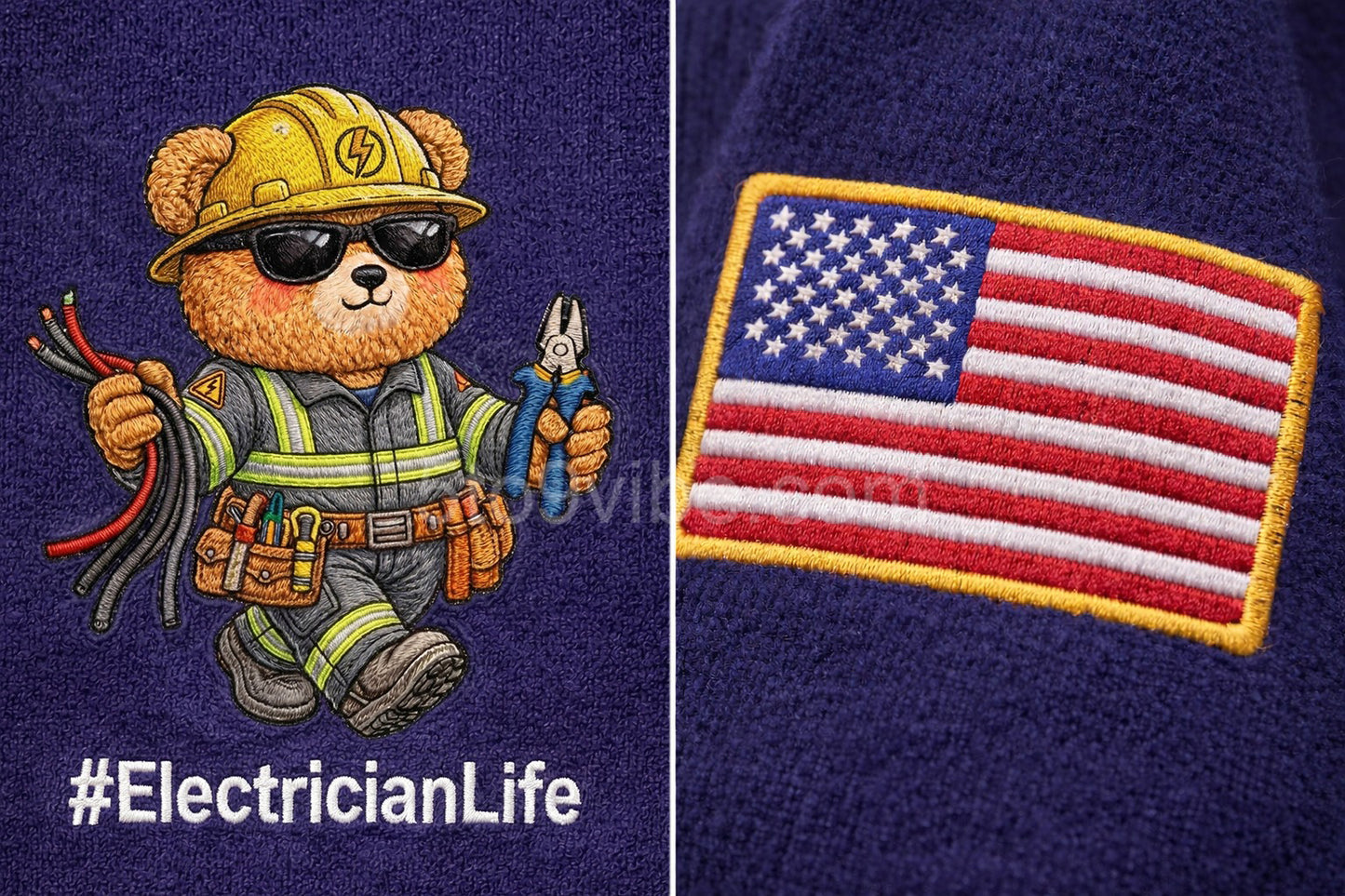 Firefighter Life Embroidered Quarter Zip Sweatshirt, Funny Firefighter Life Bear Pullover, Men's Casual Zip Up Jacket, Gift for Firefighter Life Lover Dad