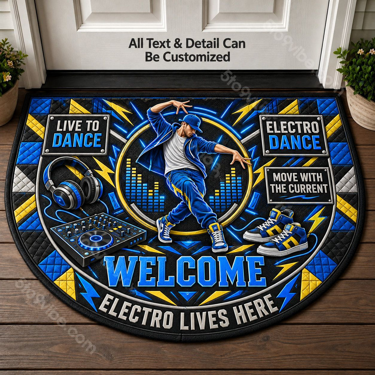 Electro Dance Personalized Half Round Mat | 5To9Vibe