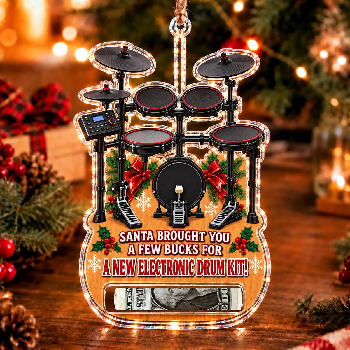 Electronic Drum Kit Christmas money holder ornament