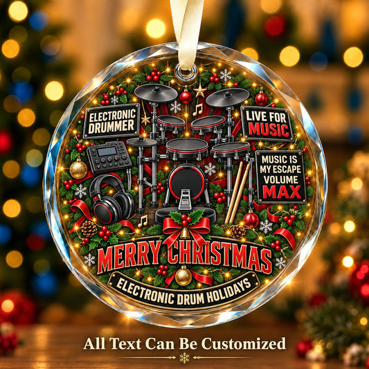 Electronic Drummer Personalized Glass Ornament | 5To9Vibe