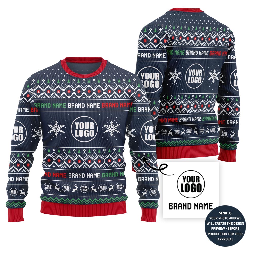 Elegant Custom Logo Holiday Ugly Sweater