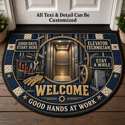 Elevator Technician Personalized Half Round Mat | 5To9Vibe