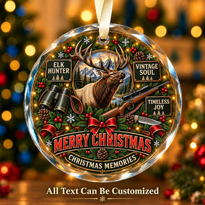 Elk Hunter Personalized Glass Ornament | 5To9Vibe