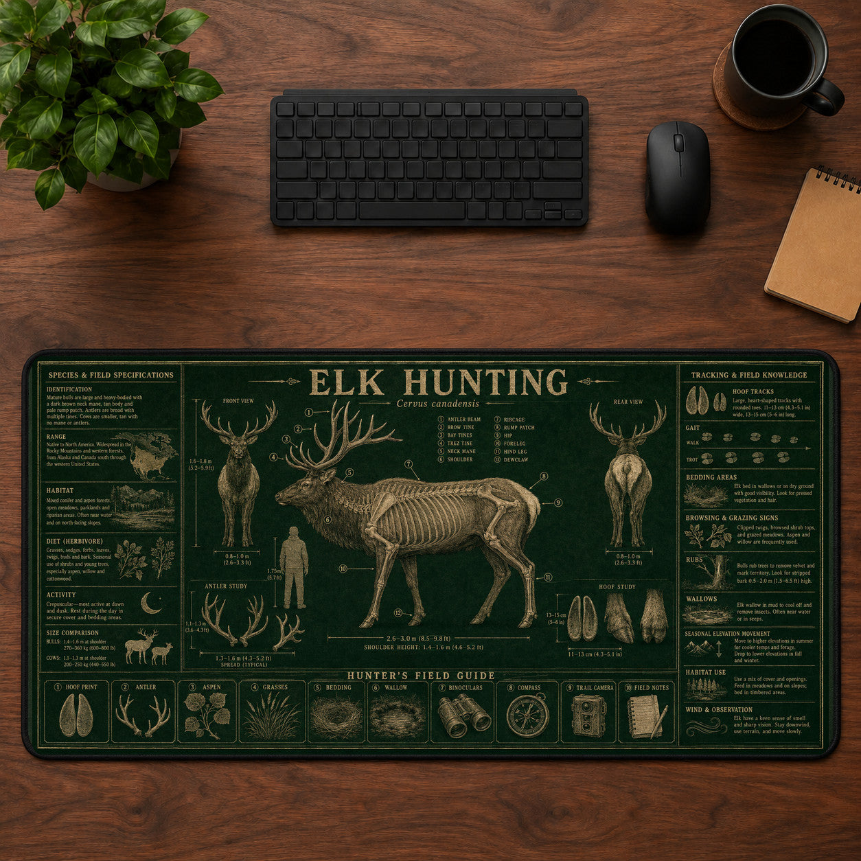 Elk Hunting Desk Mat Mouse Pad | 5To9Vibe