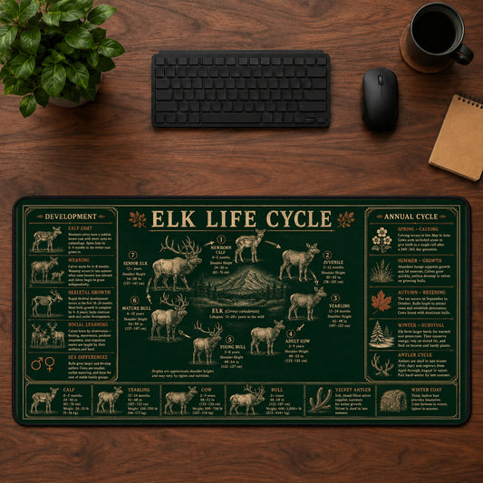 Elk Life Cycle Desk Mat Mouse Pad | 5To9Vibe