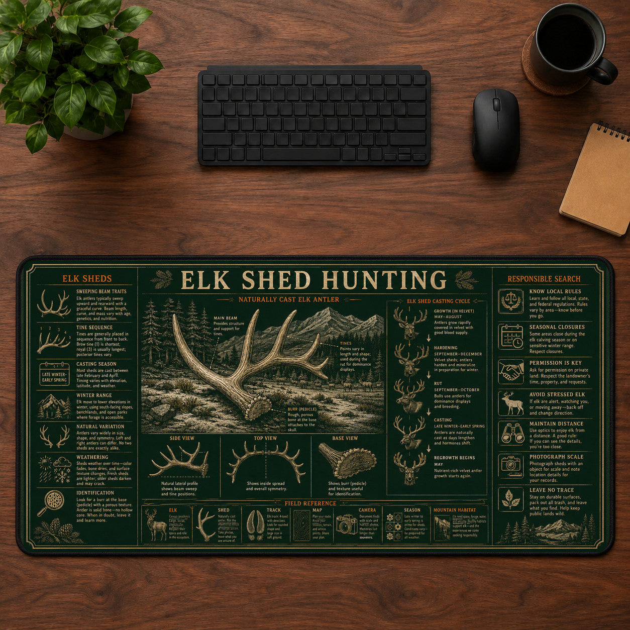 Elk Shed Hunting Desk Mat Mouse Pad | 5To9Vibe