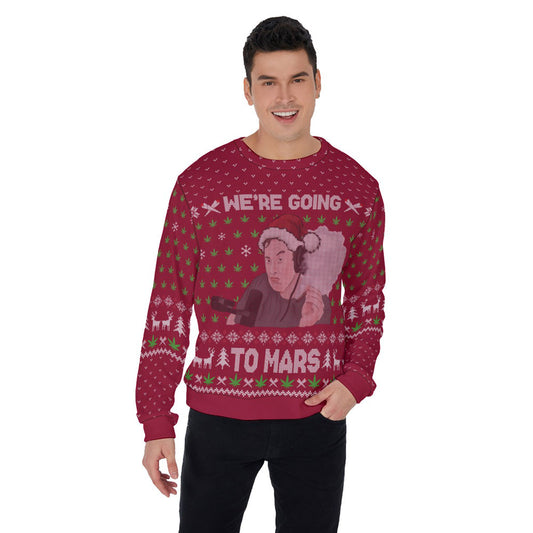 Elon Musk Ugly Christmas Sweater Cardinal Red
