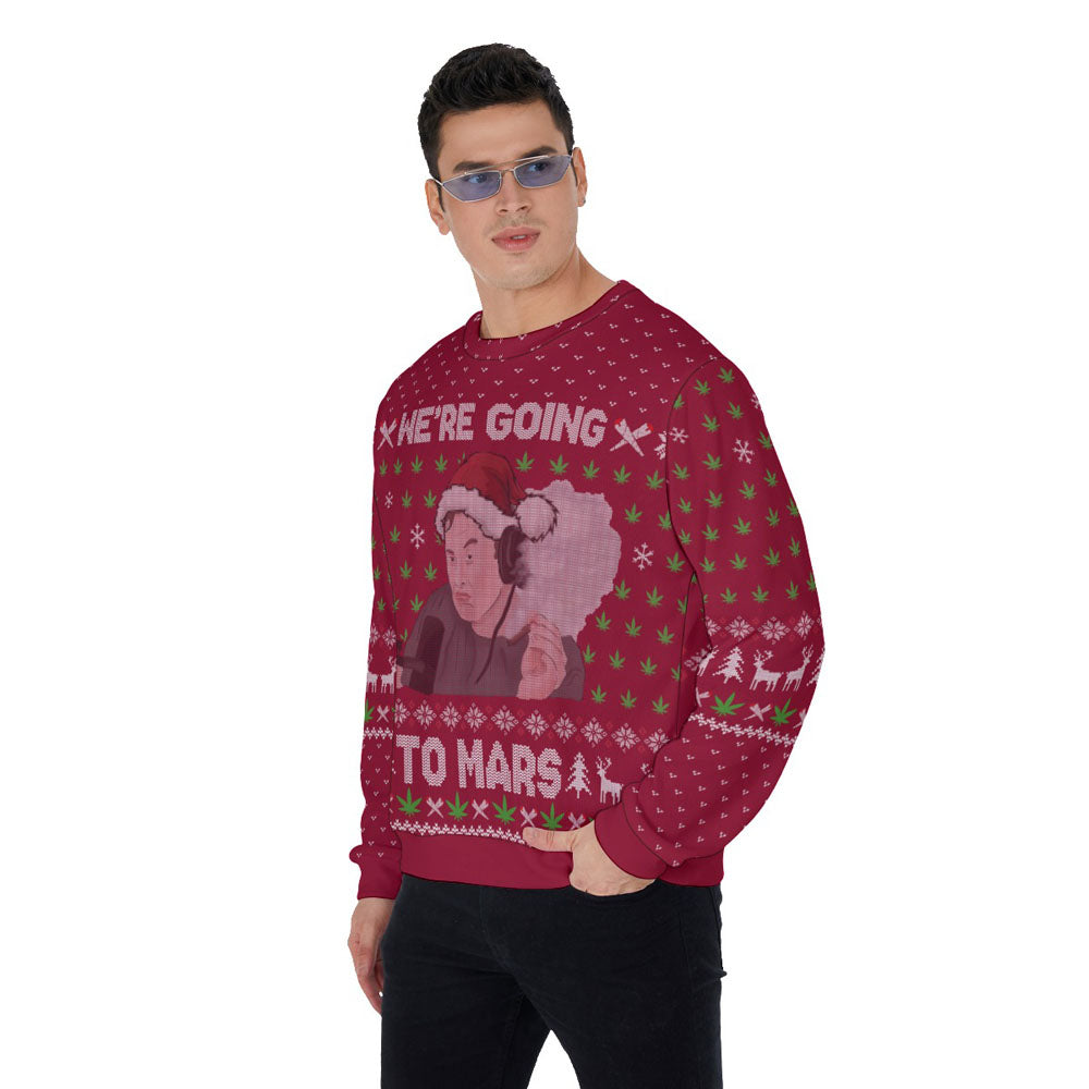 Elon Musk Ugly Christmas Sweater Cardinal Red